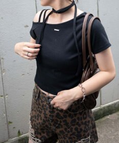 WEGO プレートデザインワンショルトップス