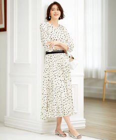 自由区 【セットアップ可】ドットプリント プリーツスカート