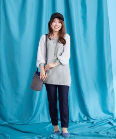 Tiaclasse L 【新色追加・洗える】シアーチェック柄ニットチュニック