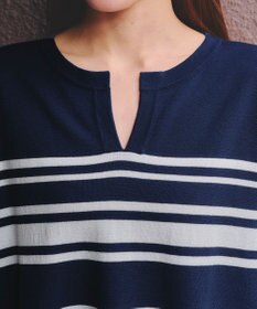 Tiaclasse 【洗える】キーネックボーダーニットチュニック