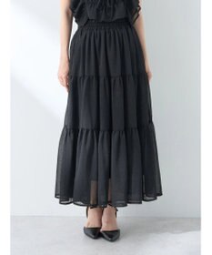 earth music&ecology フロッキードットシアーティアードスカート