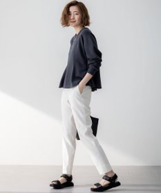 23区 【洗える】リネンレーヨンストレッチ テーパード パンツ
