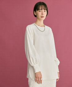 #Newans 【洗濯機可】シャーリングカフスパウダリーブラウス