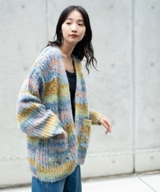 WEGO マルチボーダーブラッシュニットカーデ