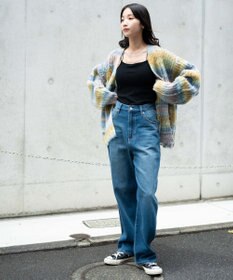 WEGO マルチボーダーブラッシュニットカーデ