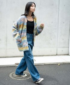 WEGO マルチボーダーブラッシュニットカーデ