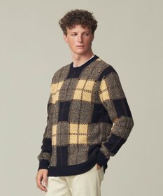J.PRESS MEN ブークレジャガード ブラックウォッチクルー ニット