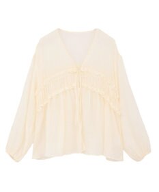 Green Parks Ｖネックフリルシアープリーツブラウス