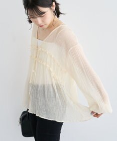 Green Parks Ｖネックフリルシアープリーツブラウス