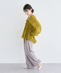 Green Parks Ｖネックフリルシアープリーツブラウス