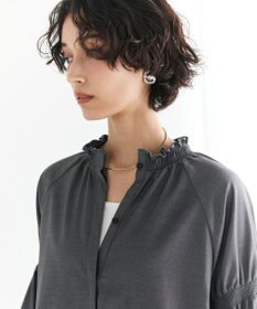 #Newans 【洗濯機可/しわになりにくい】シャーリングネック ボリュームスリーブブラウス