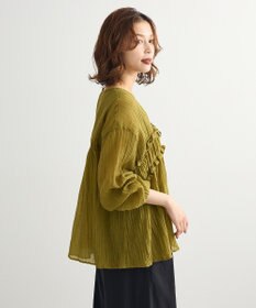Green Parks Ｖネックフリルシアープリーツブラウス