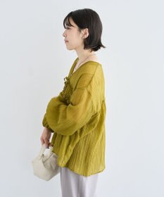 Green Parks Ｖネックフリルシアープリーツブラウス