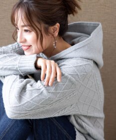 Tiaclasse 【洗える】アラン柄ニットパーカーチュニック