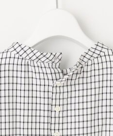 J.PRESS LADIES 【洗える】 セルロースチェック スタンドカラー ブラウス