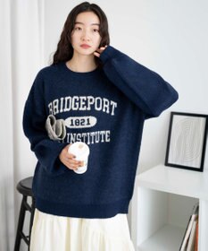 WEGO フラッフィーロゴジャガードニットプルオーバー