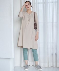 Tiaclasse 【洗える】バックギャザーハートネックAラインワンピース