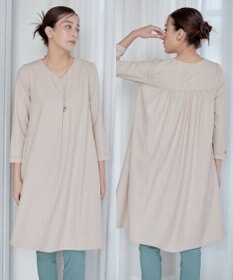 Tiaclasse 【洗える】バックギャザーハートネックAラインワンピース