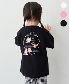 ANY KIDS 【綿100%】バックプリント オーバーサイズTシャツ ブラック×ネコ