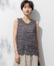 23区 【洗える】テープミックススカシ ノースリーブ ニット