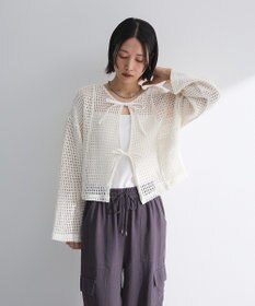 Green Parks Ｉ　前後２ｗａｙ　メッシュショート丈カーディガン