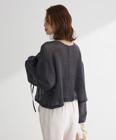 Green Parks Ｉ　前後２ｗａｙ　メッシュショート丈カーディガン