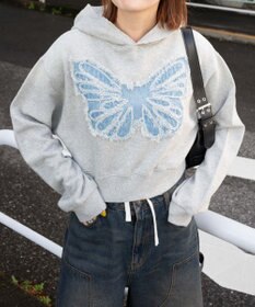 WEGO ヴィンテージウォッシュバタフライショートパーカー