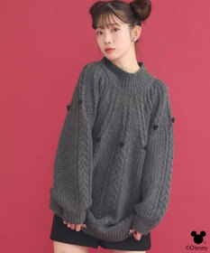 earth music&ecology Disney/ポイントミッキーケーブルニット