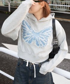 WEGO ヴィンテージウォッシュバタフライショートパーカー