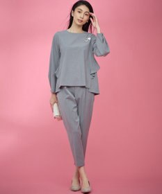 組曲 【KUMIKYOKU NAVY】ウーステッドライククロス フリルブラウス