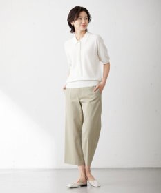 J.PRESS LADIES 【WEB限定カラーあり・セットアップ対応・洗える・撥水・防汚】コットンFITTYシャーク ワイド アンクル パンツ