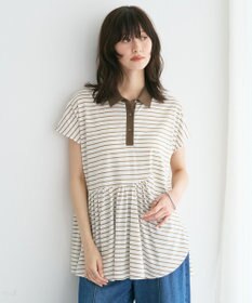 YECCA VECCA アシメボーダーポロシャツ