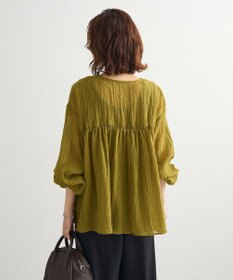 Green Parks Ｖネックフリルシアープリーツブラウス