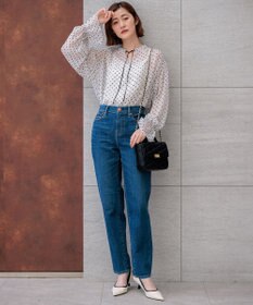 23区 【洗える】クレープドットフロッキー ブラウス