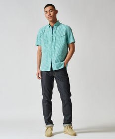 J.PRESS MEN オーガニックコットンサッカーギンガムチェックシャツ