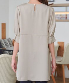 Tiaclasse L 【洗える】パフスリーブ切替フレアチュニック