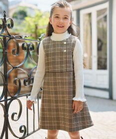 【150-160cm】キチントチェック ジャンパースカート, グレー系3, 150