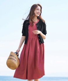 Tiaclasse 【洗える】麻調スクエアネックワンピース