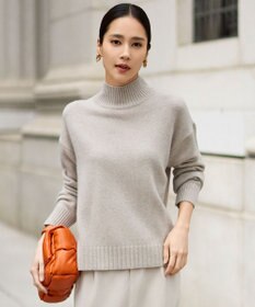 自由区 ウールカシミヤブレンドスパンコールハイネック ニット
