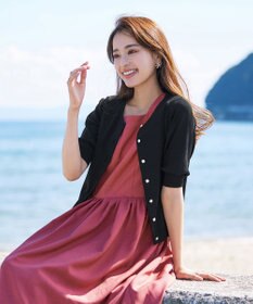 Tiaclasse 【洗える】麻調スクエアネックワンピース