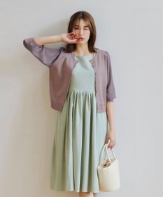 Tiaclasse 【洗える】麻調スクエアネックワンピース