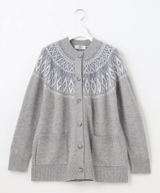 J.PRESS LADIES 【洗える】FAIR ISLE 求心編み カーディガン