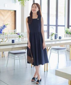 Tiaclasse 【洗える】麻調スクエアネックワンピース