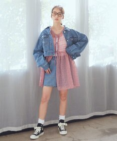 earth music&ecology フリンジロゴショート丈Ｇジャン