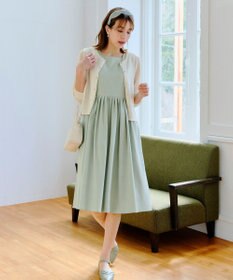 Tiaclasse 【洗える】麻調スクエアネックワンピース