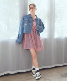 earth music&ecology フリンジロゴショート丈Ｇジャン