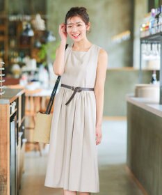 Tiaclasse 【洗える】麻調スクエアネックワンピース