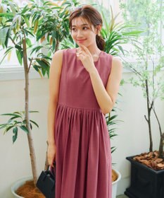 Tiaclasse 【洗える】麻調スクエアネックワンピース