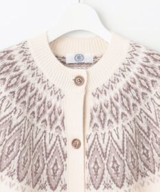 J.PRESS LADIES 【洗える】FAIR ISLE 求心編み カーディガン