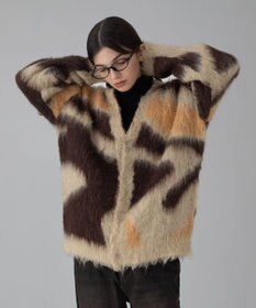 WEGO 【ユニセックス着用ITEM/MLサイズ展開】モヘアタッチパターンカーディガン